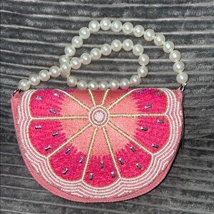 Beaded Limited Edition Pearl Strap Fruit Purse